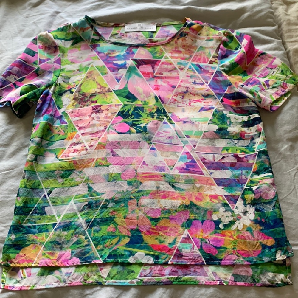 Amanda Uprichard Small Petite Multicolor Silk Top